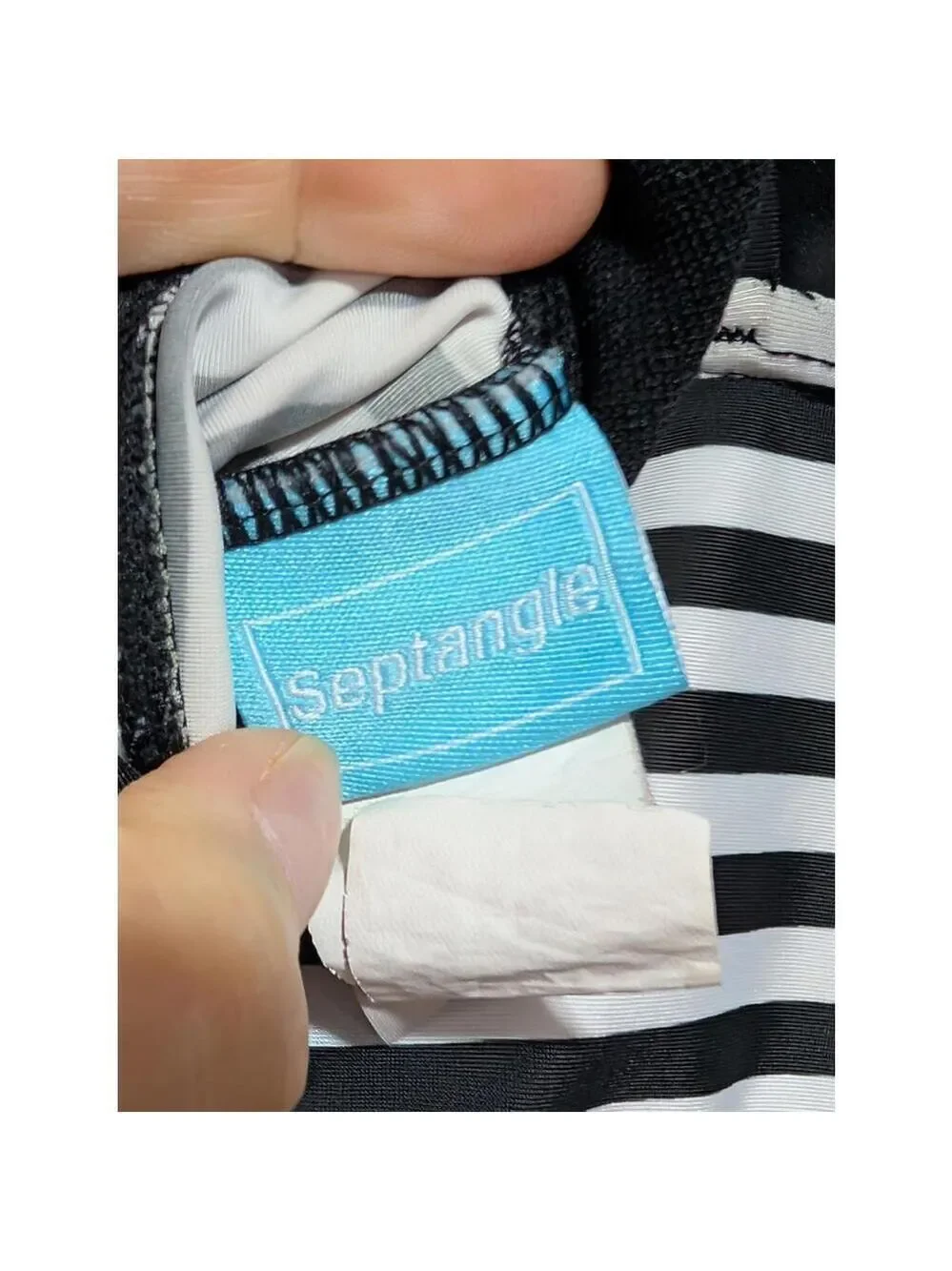 Septangle 18W Stylish Black Swim Dress with Striped Detail